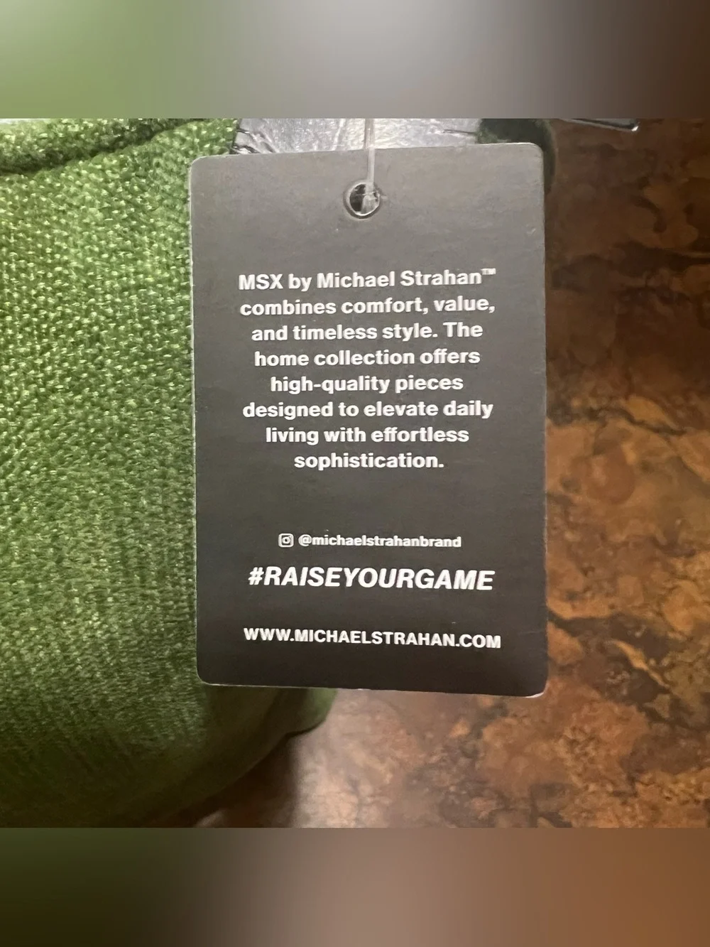 MSX Green needlepoint Golf Cart Accent Pillow Michael Strahan NWT